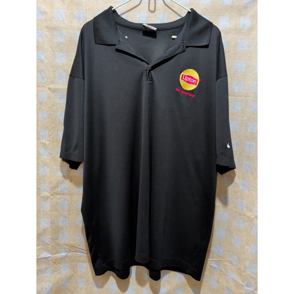 Nike Mens 2xl Dri-fit Lipton Golf Polo Black Short Sleeve